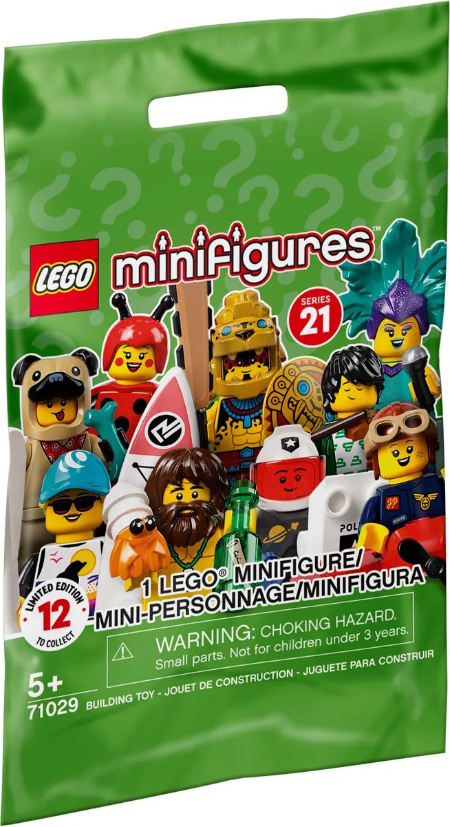 Motywem przewodnim nowej serii 21 będzie zielonkawy kolor ze znanymi już znakami zapytania, fot. LEGO.com