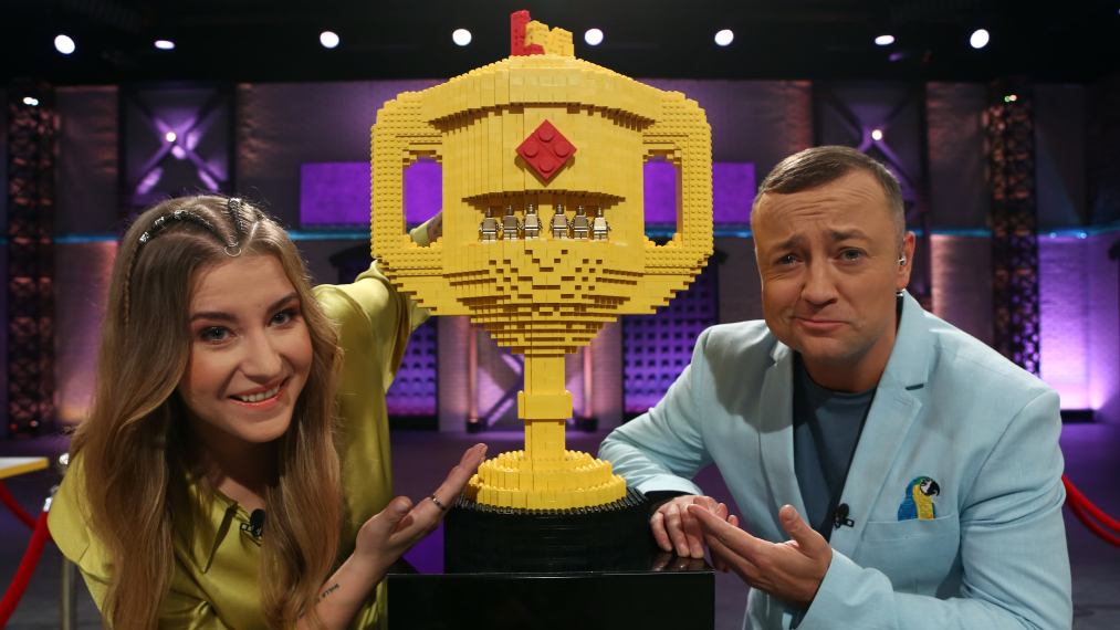 Czesław Mozil i Pola Lisowicz podczas nagrania "Lego Masters"