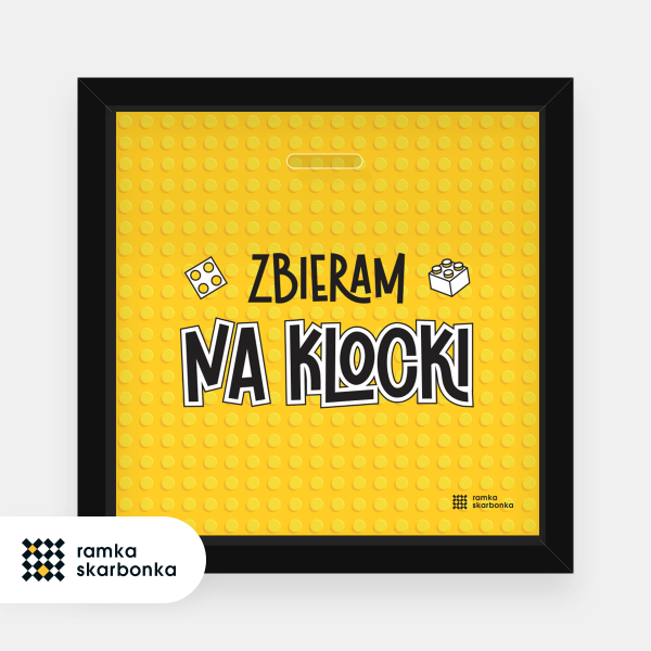 Ramka Skarbonka Zbieram na klocki (Żółta)